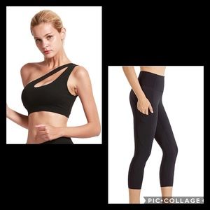 Crz Yoga pants and One shoulder sports bra